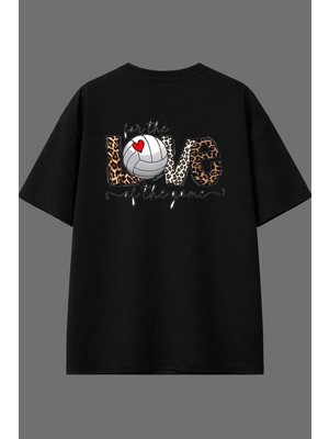 Vsrn Love 11 Tasarım Arka Baskılı Siyah Oversize T Shirt