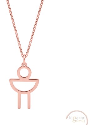 Bigakan Dişilik Sembolü Venüs Taşsız Model 925 Ayar Gümüş Kadın Kolye Rose Kaplama