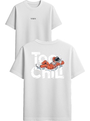 Vsrn Too Chıll Tasarım Baskılı Beyaz Oversize T-Shirt