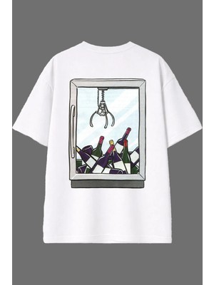 Vsrn Oyun Dolabı Tasarım Arka Baskılı Beyaz Oversize T Shirt