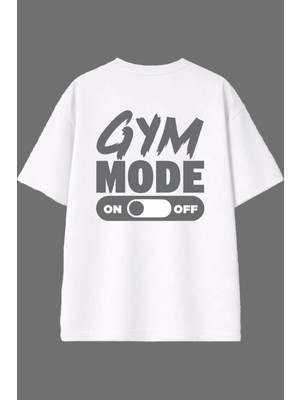 Vsrn Gym Mode 2 Tasarım Arka Baskılı Beyaz Oversize T Shirt
