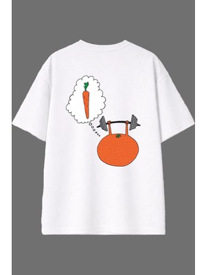 Vsrn Hayaller Gym Tasarım Arka Baskılı Beyaz Oversize T Shirt