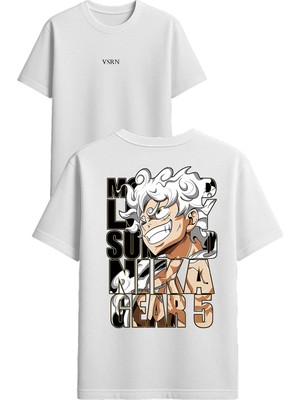 Vsrn Beyaz Saçlı Anime Tasarım Baskılı Beyaz Oversize T Shirt