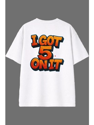 Vsrn I Got Tasarım Arka Baskılı Beyaz Oversize T Shirt