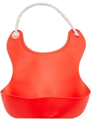 Shopwave Pelikan Silikon Mama Önlüğü / Silikon Hazneli Bebek Mama Önlüğü - Kırmızı