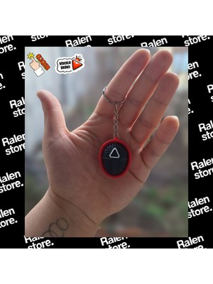 Ralen Squid Game Üçgen Sembollü Clicker Anahtarlık – 3D Baskı Stres Giderici Butonlu Oyuncak Anahtarlık (Triangel Mask)