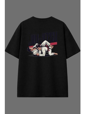 Vsrn Karete Tasarım Arka Baskılı Siyah Oversize T Shirt