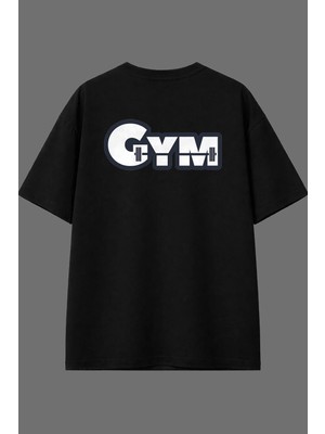 Vsrn Gym 3 Tasarım Arka Baskılı Siyah Oversize T Shirt