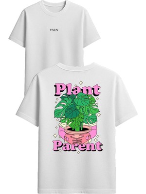 Vsrn Plant Tasarım Baskılı Beyaz Oversize T Shirt