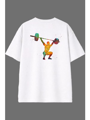 Vsrn Halter 1 Tasarım Arka Baskılı Beyaz Oversize T Shirt