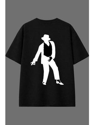 Vsrn Şarkıcı 3 Tasarım Arka Baskılı Siyah Oversize T Shirt