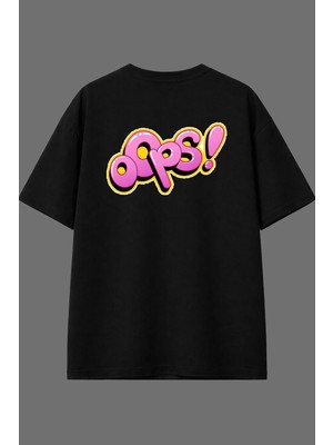 Vsrn Opps Tasarım Arka Baskılı Siyah Oversize T Shirt