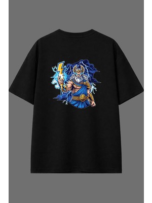 Vsrn Elektrik Adam Tasarım Arka Baskılı Siyah Oversize T Shirt