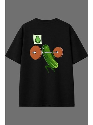 Vsrn Halterci Turşu Tasarım Arka Baskılı Siyah Oversize T Shirt