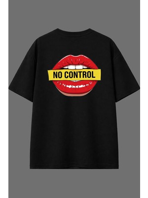 Vsrn No Control Tasarım Arka Baskılı Siyah Oversize T Shirt