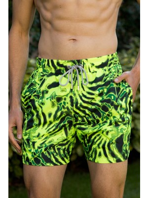 Ayyıldız 1845-SS Erkek Sarı Siyah Desenli Deniz Şortu