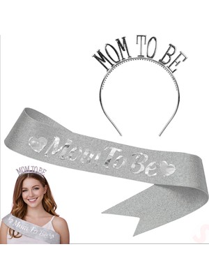 Süsle Bebek ve Parti Mom To Be Taç ve Kuşak Seti - Gümüş