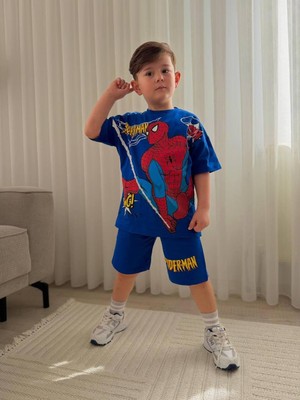 Cg Kids Örümcek Adam Erkek Çocuk Alt Üst Takım Yazlık Süper Kalite Baskı Kumaş