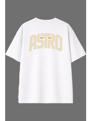 Vsrn Astro 1 Tasarım Arka Baskılı Beyaz Oversize T Shirt