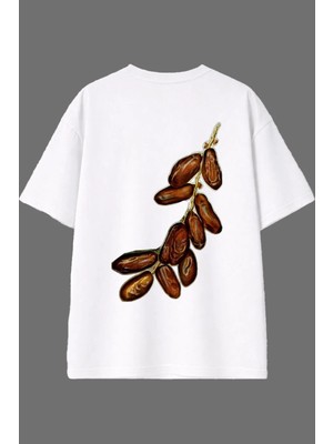Vsrn Medine Hurmaları Tasarım Arka Baskılı Beyaz Oversize T Shirt