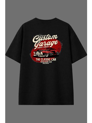 Vsrn Garage Tasarım Arka Baskılı Siyah Oversize T Shirt