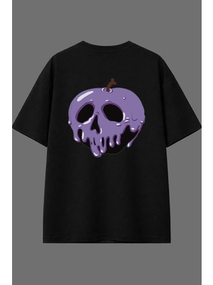 Vsrn Eriyen Ayva Tasarım Arka Baskılı Siyah Oversize T Shirt