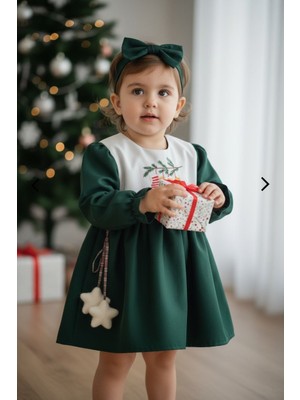 Butik Kız Çocuk %100 Pamuklu Toka Aksesuarlı Fiyonk Detaylı Elbise