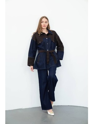 Butik Kadın Kuşaklı Denim Takım