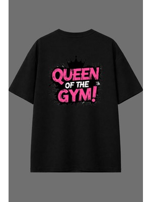 Vsrn Of The Gym Tasarım Arka Baskılı Siyah Oversize T Shirt