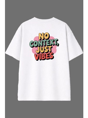 Vsrn No Context Tasarım Arka Baskılı Beyaz Oversize T Shirt