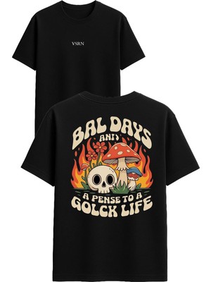 Vsrn Bal Days And Tasarım Baskılı Siyah Oversize T Shirt