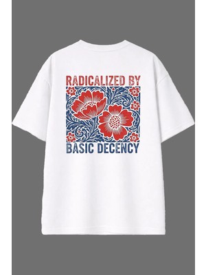 Vsrn Basic Desen Tasarım Arka Baskılı Beyaz Oversize T Shirt