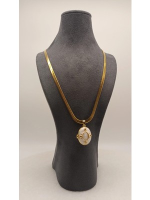 Tılsım Accesories Madalyon Gold Çelik Kolye 40CM