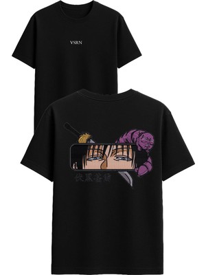 Vsrn Aynadan Gözler Tasarım Baskılı Siyah Oversize T Shirt