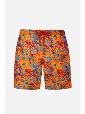 Ayyıldız 1845 Erkek Turuncu Kırmızı Deniz Şortu