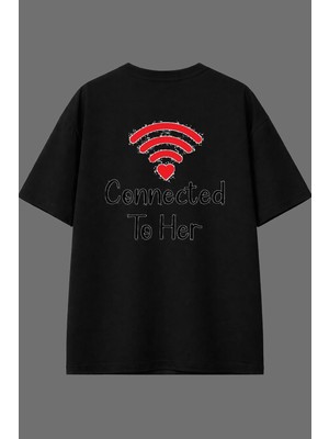 Vsrn Connected Tasarım Arka Baskılı Siyah Oversize T Shirt