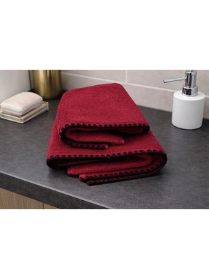 Türkühome Siyah Istiridye Dikişli %100 Pamuk Yumuşak Dokulu Yüksek Su Emici 2'li Banyo Havlu SETI|50X90-70X130