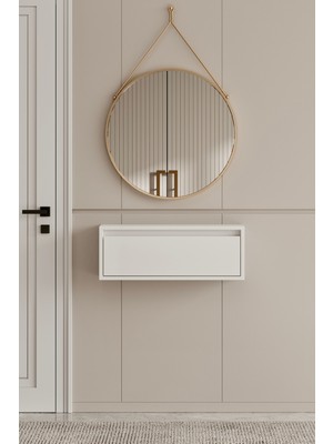 Feyza Design Yıldız Beyaz Mdf Duvara Monte Dresuar 50 cm