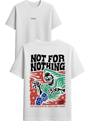 Vsrn Not For Nothıng Tasarım Baskılı Beyaz Oversize T Shirt