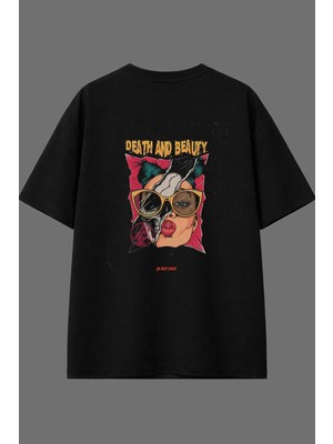 Vsrn And Beat Tasarım Arka Baskılı Siyah Oversize T Shirt