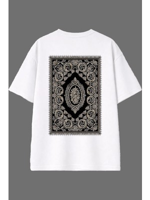 Vsrn Iran Halıları Tasarım Arka Baskılı Beyaz Oversize T Shirt