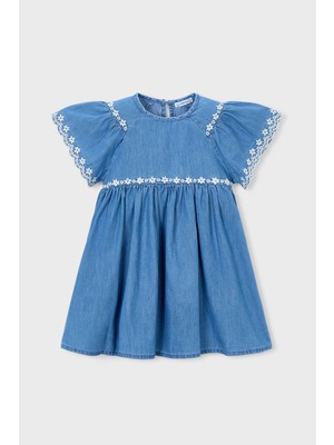 Mayoral Kız Çocuk Delikli Nakışlı Elbise - Mavi