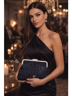 Gümüş Leopar Baskılı Kadın Portföy Çanta | Gümüş T8308