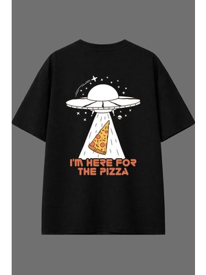 Vsrn Im Here Tasarım Arka Baskılı Siyah Oversize T Shirt