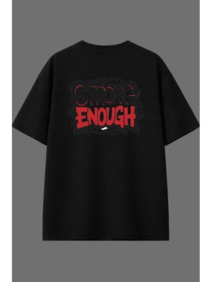 Vsrn Strong 11 Tasarım Arka Baskılı Siyah Oversize T Shirt
