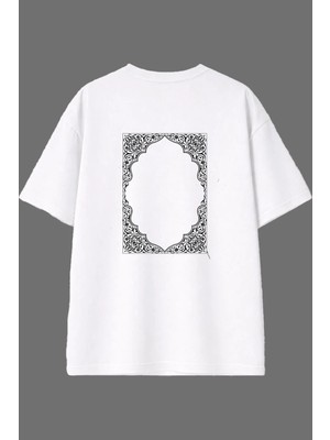 Vsrn Kaotik Desenler 3 Tasarım Arka Baskılı Beyaz Oversize T Shirt