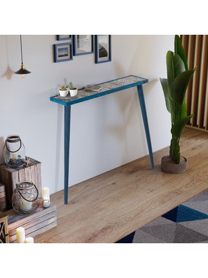 Feyza Design 92X20CM Doğal Masif Ayaklı Mavi Dresuar - Şık ve Dayanıklı