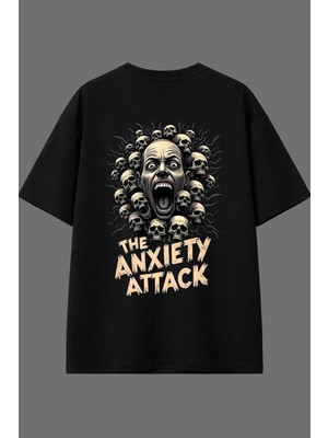 Vsrn The Anxıety Attack Tasarım Arka Baskılı Siyah Oversize T Shirt