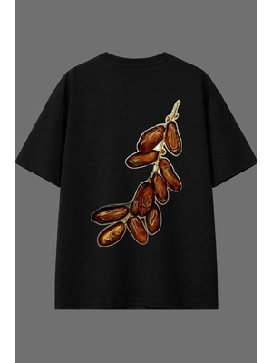 Vsrn Medine Hurmaları Tasarım Arka Baskılı Siyah Oversize T Shirt