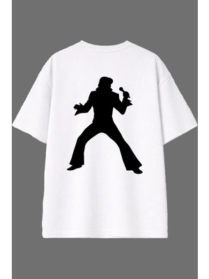 Vsrn Şarkıcı Tasarım Arka Baskılı Beyaz Oversize T Shirt